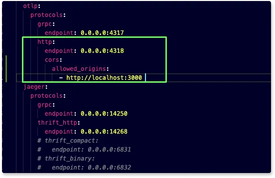 Enable CORS in SigNoz OTel Collector