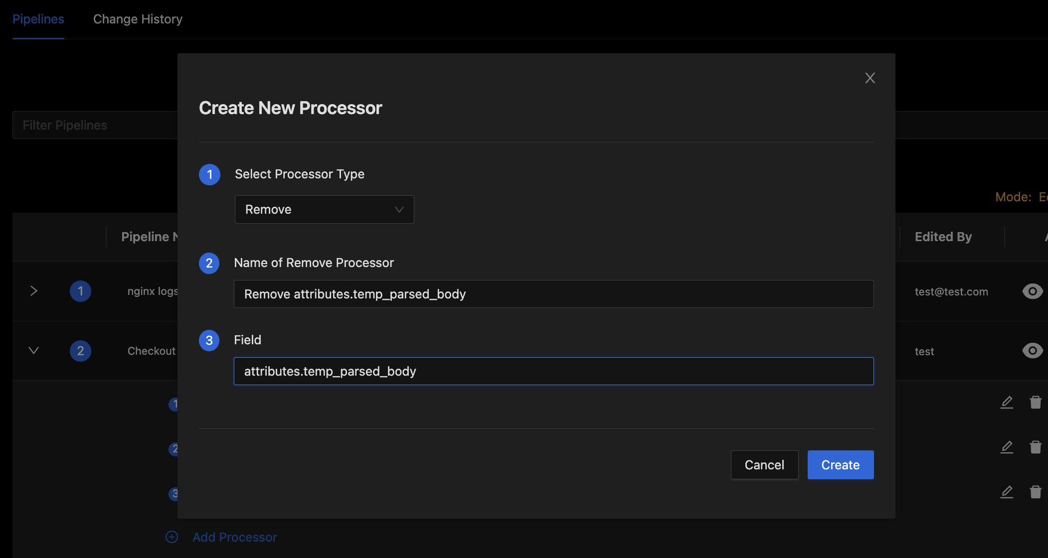 Remove Processor Dialog